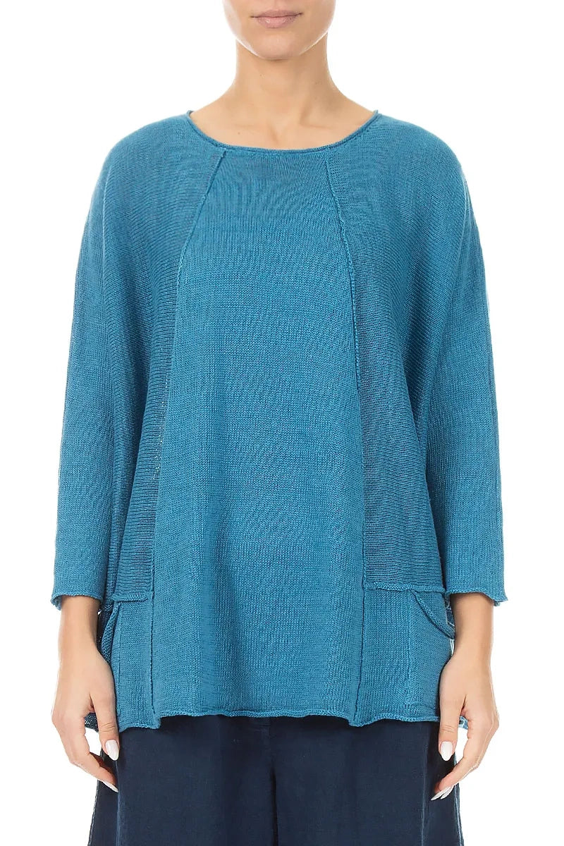 A-Line Two Pockets Denim Linen Jumper