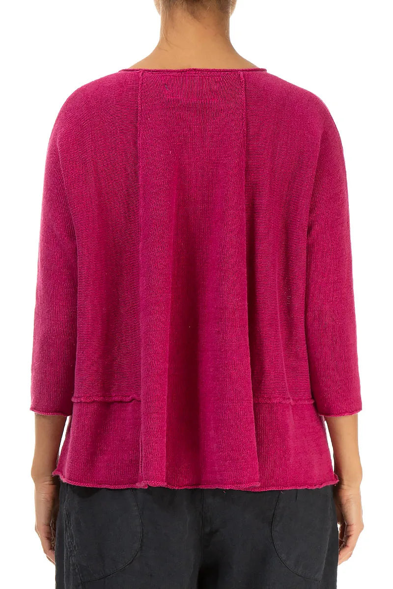Pull trapèze en lin fuchsia à deux poches