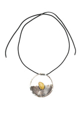 Amber Sea Metal Pendant Necklace 3