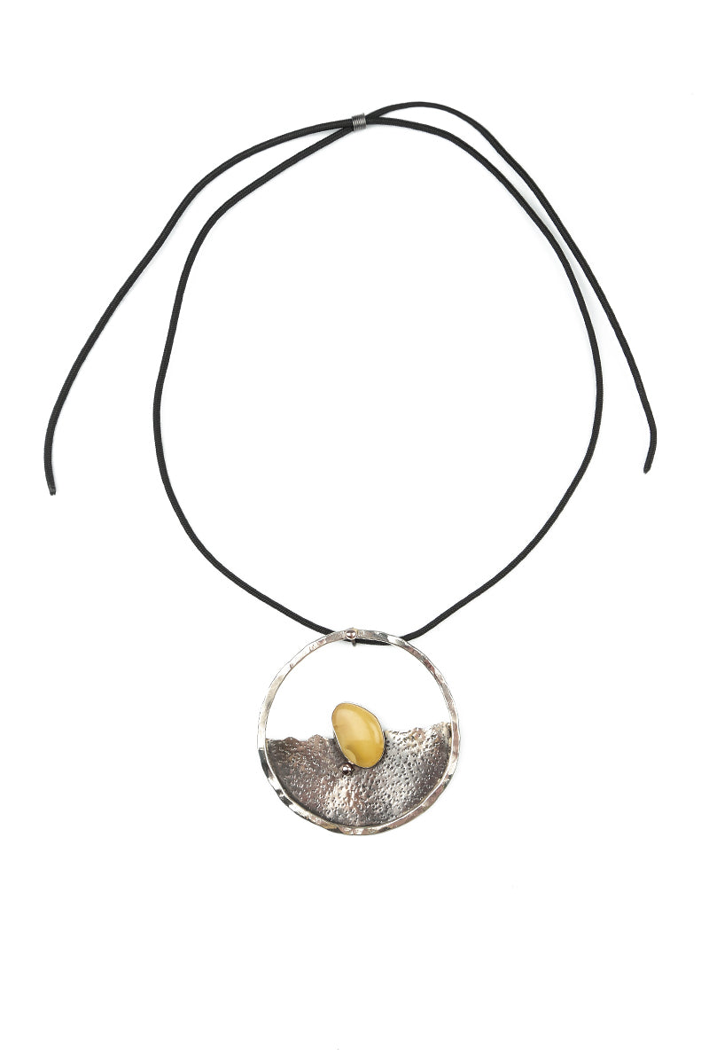 Amber Sea Metal Pendant Necklace 3