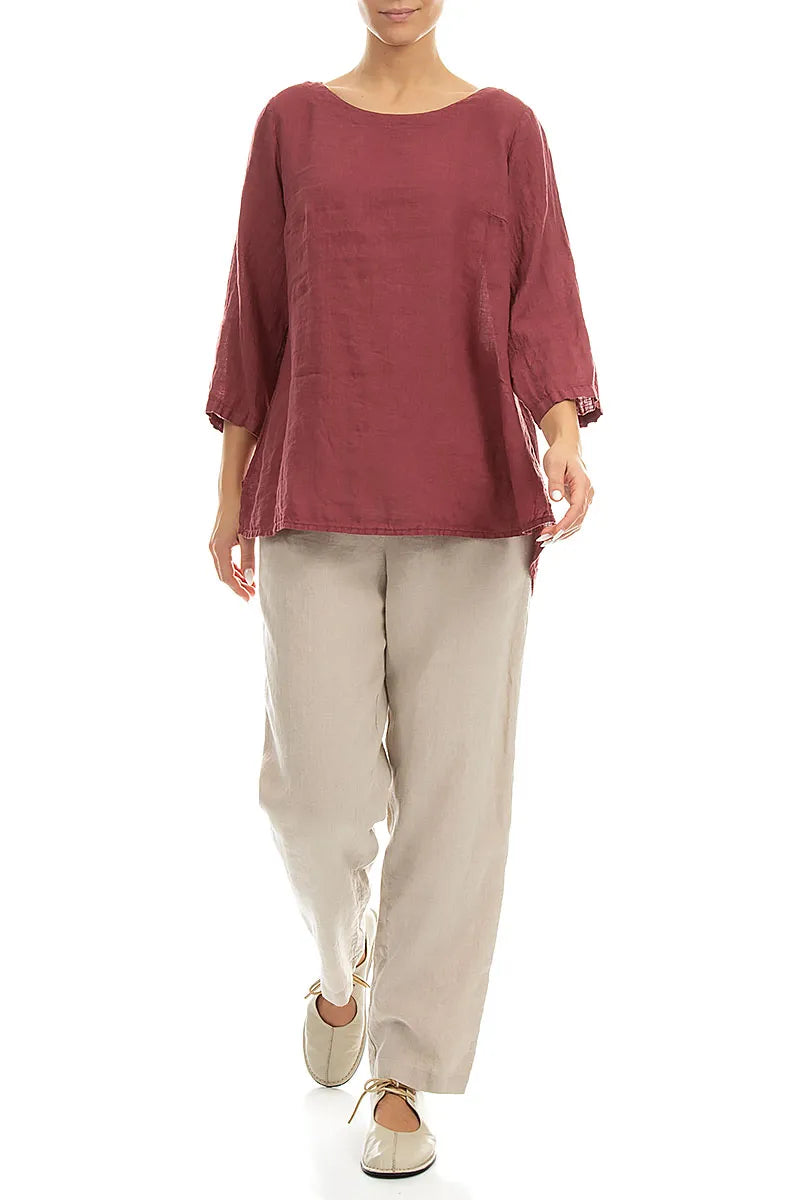 Antique Ruby Linen Blouse 4