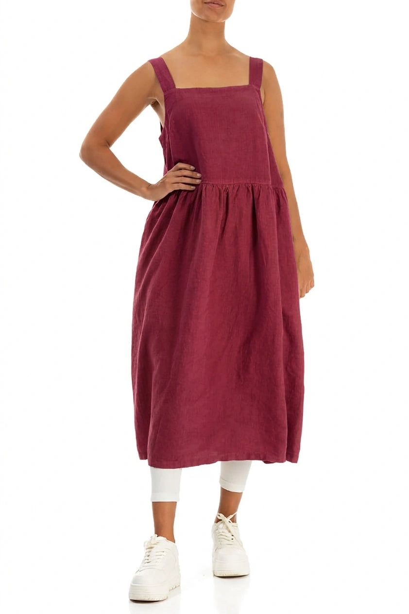 Antique Ruby Linen Pinafore Dress