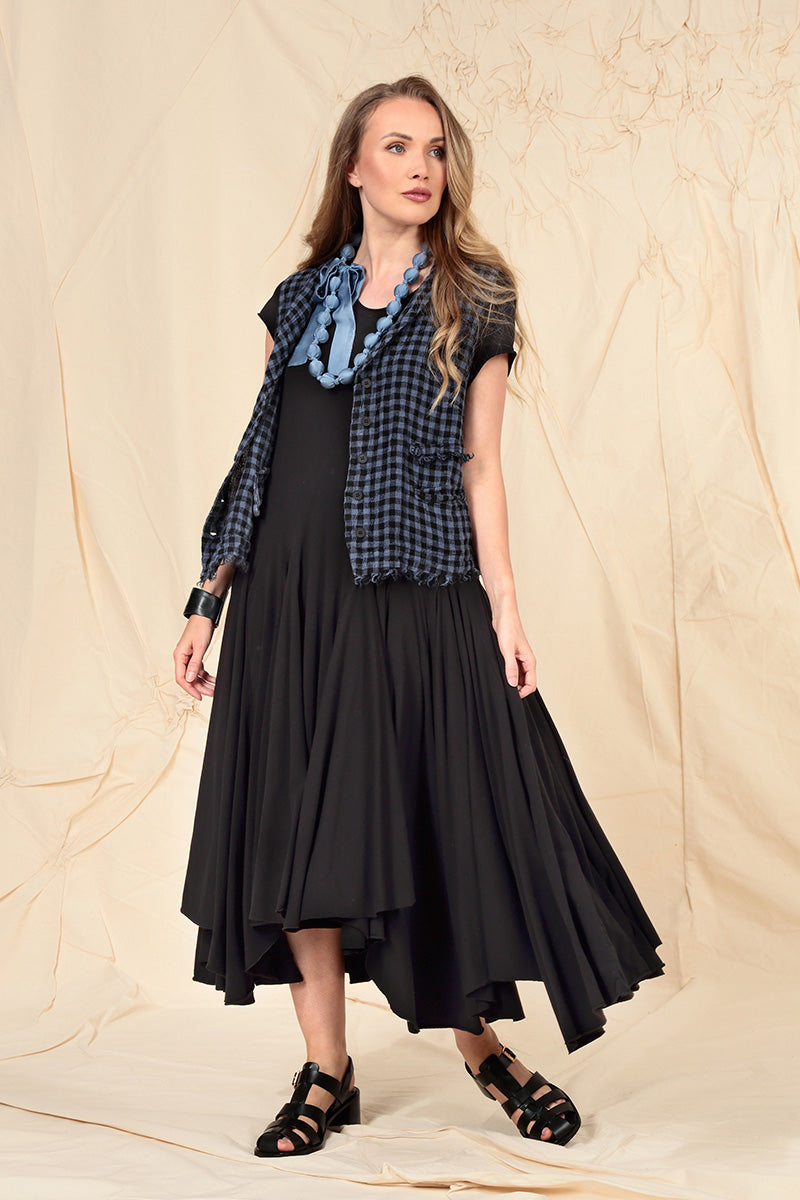 Asymmetric Black Cotton Dress 8