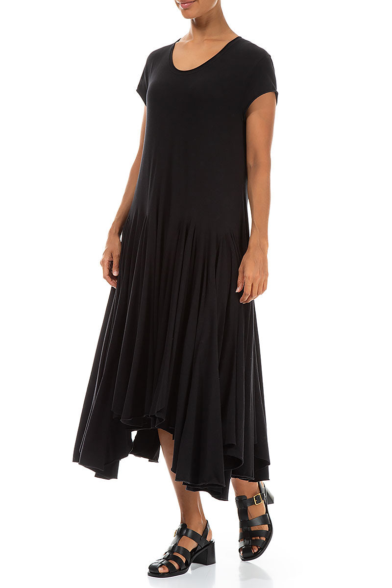 Asymmetric Black Cotton Dress 3