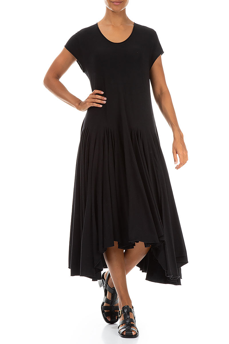 Asymmetric Black Cotton Dress 4