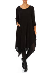 Asymmetric Black Silk Viscose Dress 4