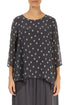 Asymmetric Black Silver Dotty Silk Blouse 1