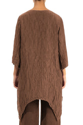 Asymmetric Crinkled Aged Copper Silk Linen Tunic 2