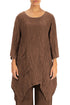 Asymmetric Crinkled Aged Copper Silk Linen Tunic 1