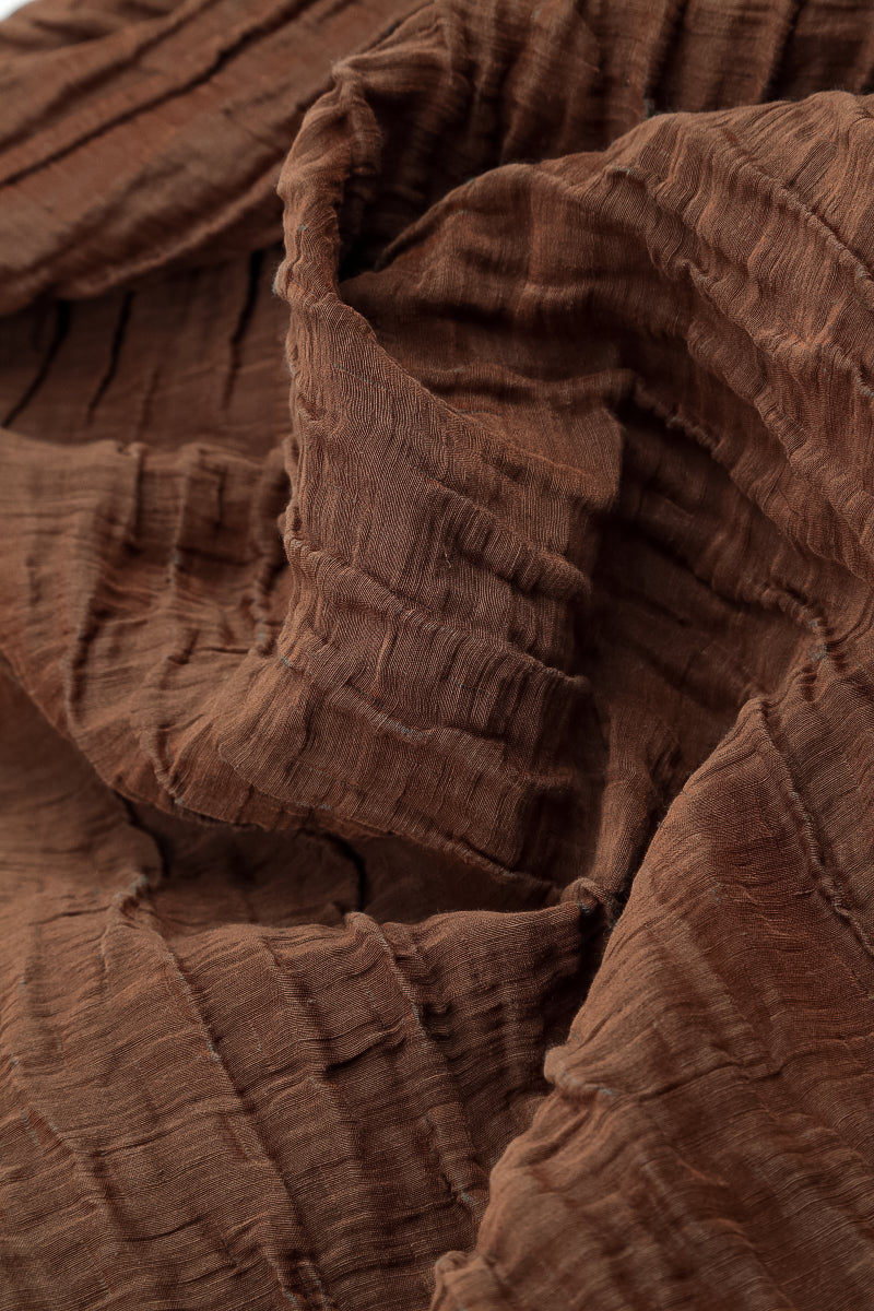 Asymmetric Crinkled Aged Copper Silk Linen Tunic 5