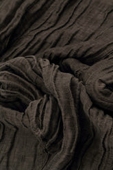 Asymmetric Crinkled Forest Brown Silk Linen Tunic 5