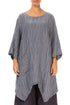 Asymmetric Crinkled Grey Silk Linen Tunic 1