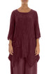 Asymmetric Crinkled Merlot Silk Linen Tunic 1