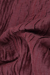 Asymmetric Crinkled Merlot Silk Linen Tunic 5