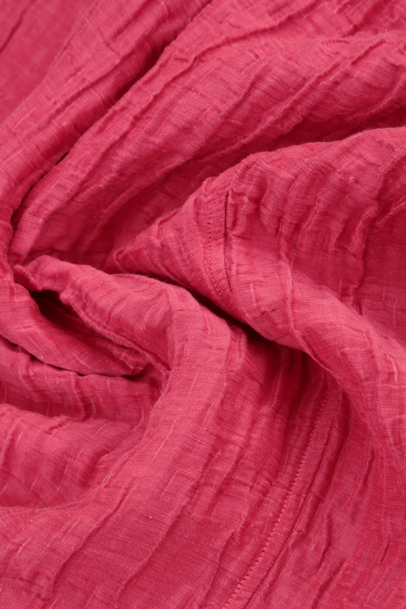 Asymmetric Crinkled Raspberry Silk Linen Tunic 5