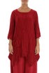 Asymmetric Crinkled Cherry Red Silk Linen Tunic 1