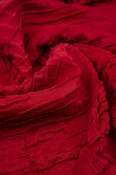 Asymmetric Crinkled Cherry Red Silk Linen Tunic 5