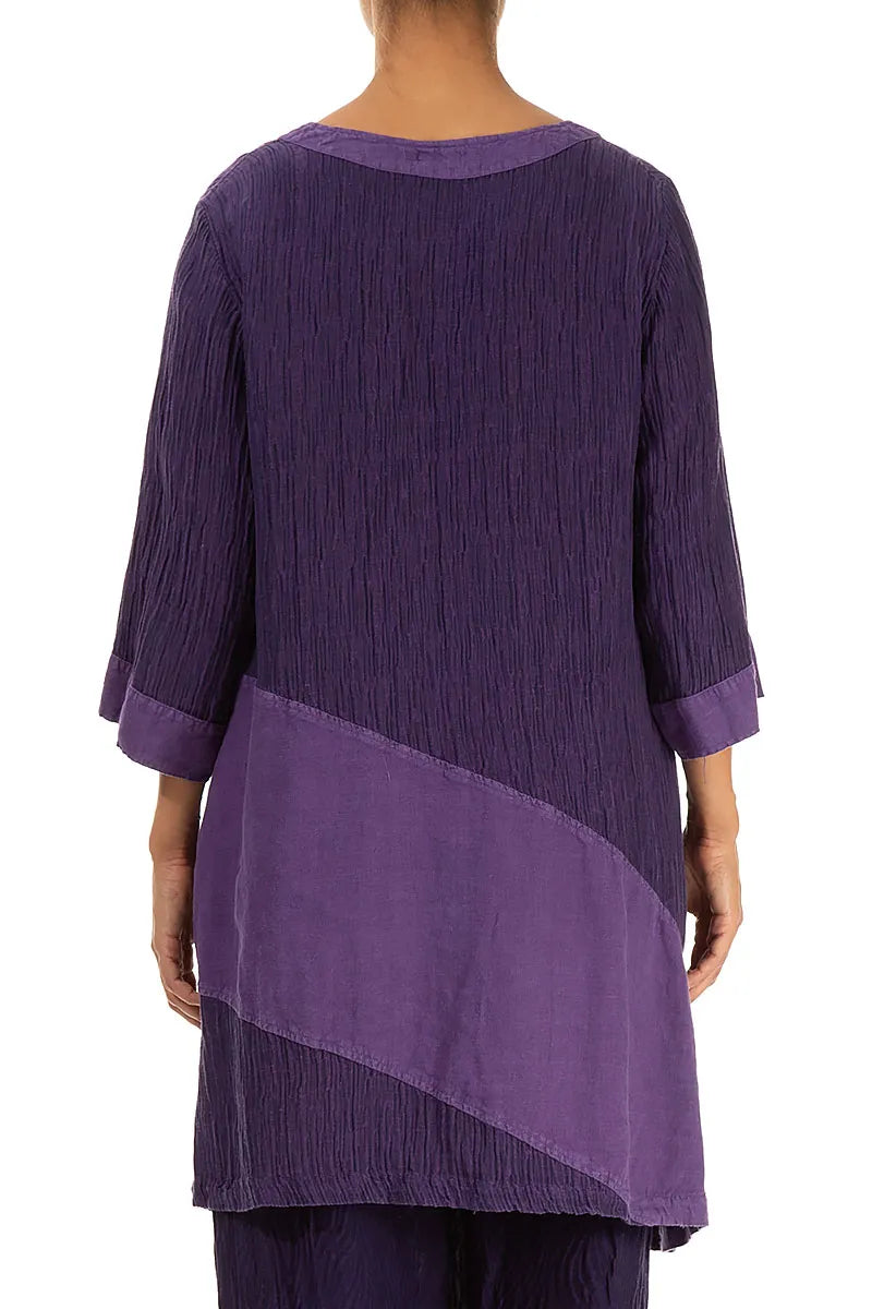 Asymmetric Crinkled Royal Purple Silk Tunic 2