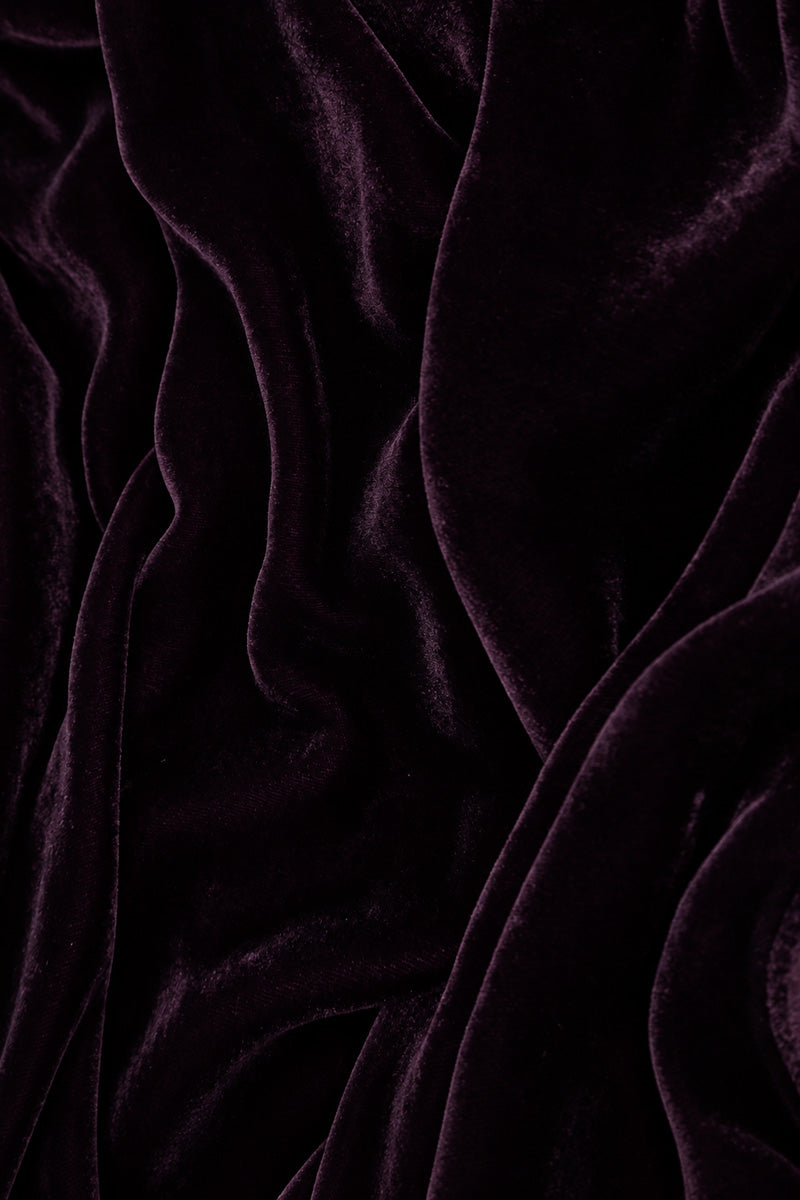 Asymmetric Deep Plum Silk Velvet Tunic 6