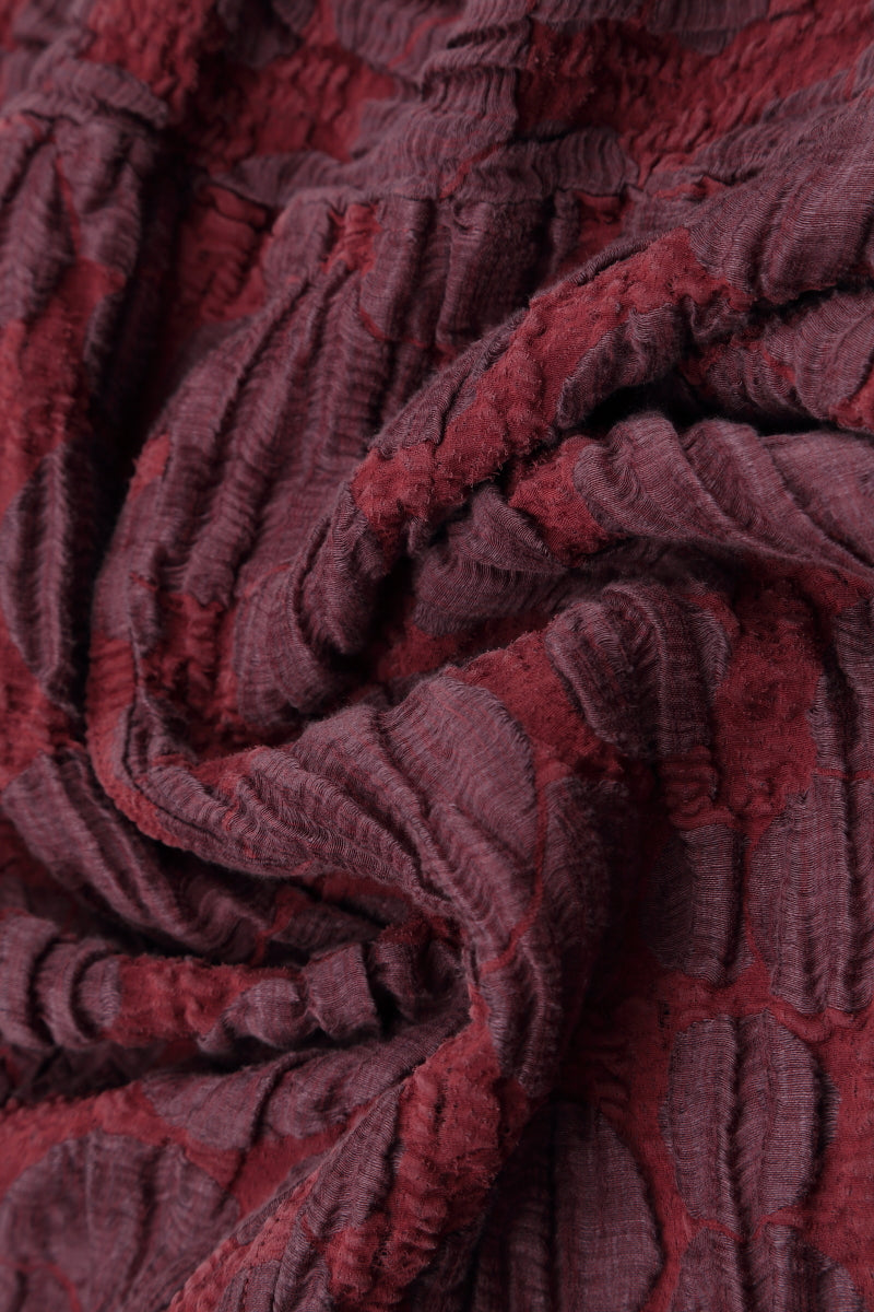 Asymmetric Merlot Circle Silk Linen Blouse 5