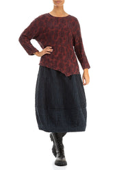 Asymmetric Merlot Circle Silk Linen Blouse 4