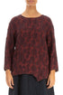 Asymmetric Merlot Circle Silk Linen Blouse 1