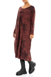 Asymmetric Seams Merlot Alabaster Cotton Dress 3