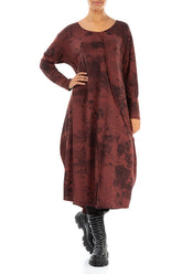 Asymmetric Seams Merlot Alabaster Cotton Dress 4