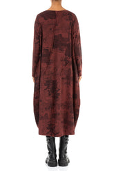 Asymmetric Seams Merlot Alabaster Cotton Dress 2
