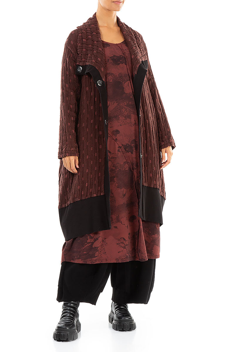 Asymmetric Seams Merlot Alabaster Cotton Dress 5