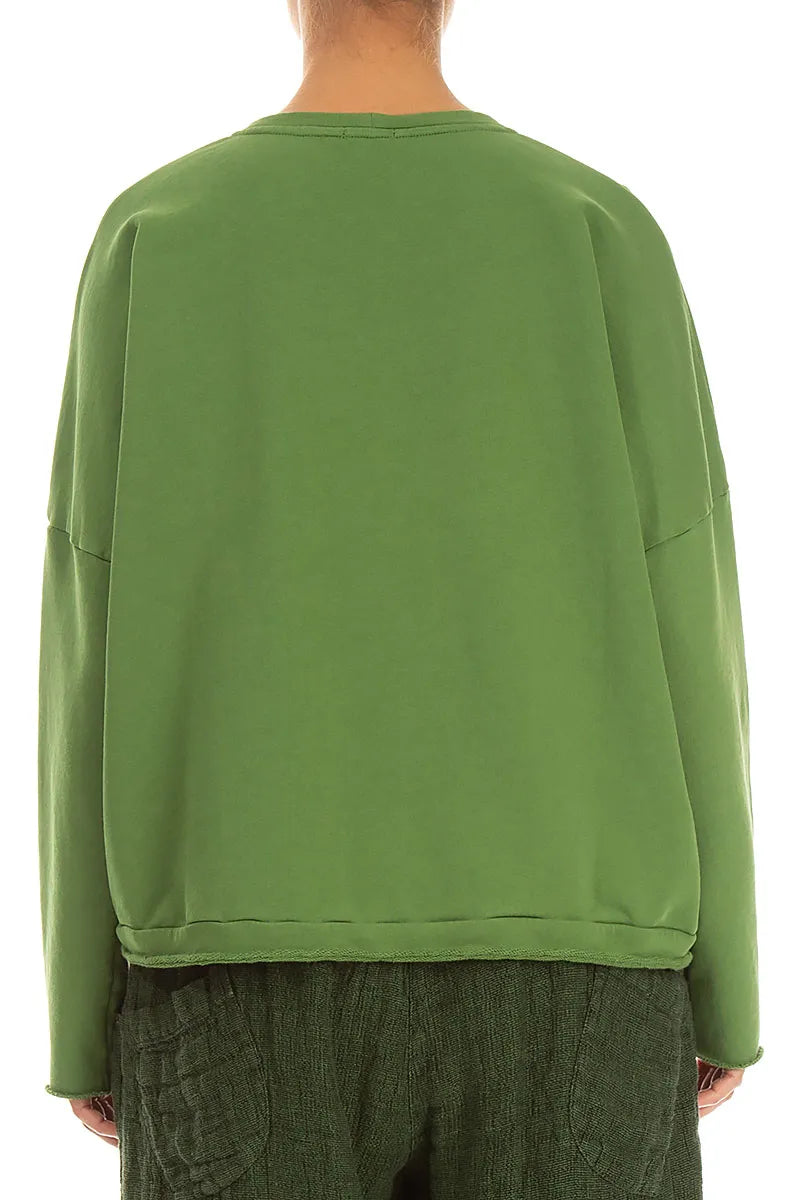 Asymmetric Shamrock Green French Terry Cotton Blouse