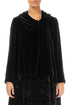 Asymmetric Single Button Black Silk Velvet Jacket 1