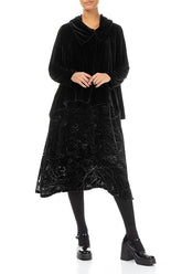 Asymmetric Single Button Black Silk Velvet Jacket 4