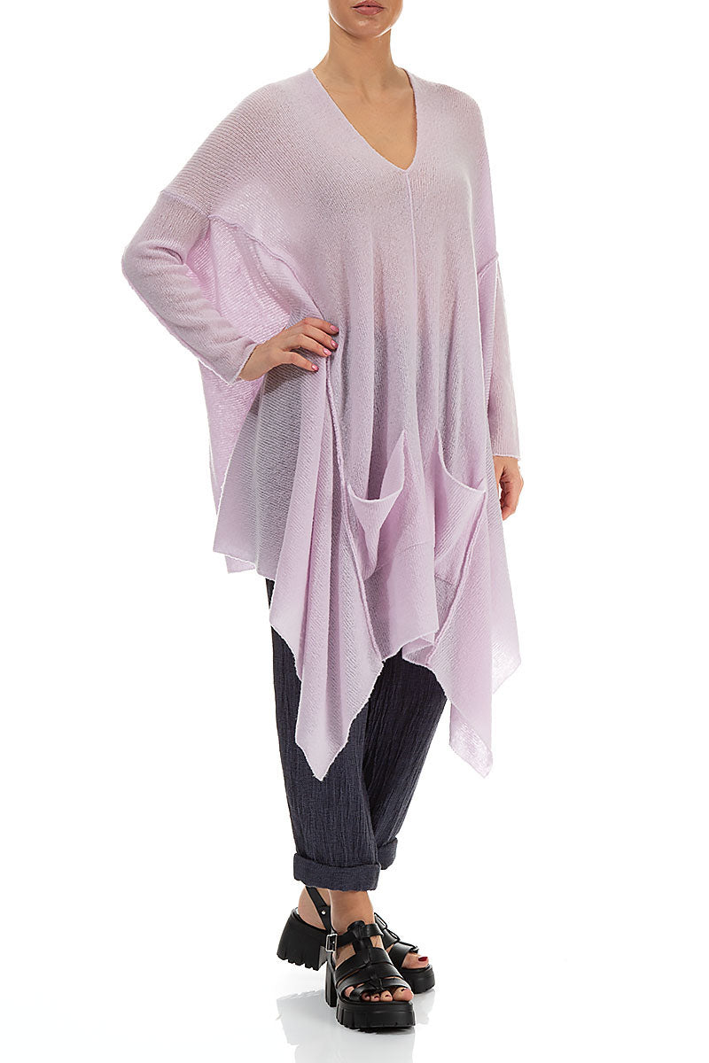 Asymmetric V-Neck Light Pink Wool Jumper 3