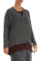 Asymmetrical Grey Wool Cardigan 3