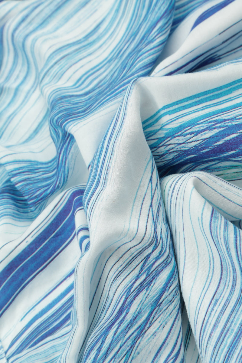 Azure Lines Silk Bamboo Square Scarf 4