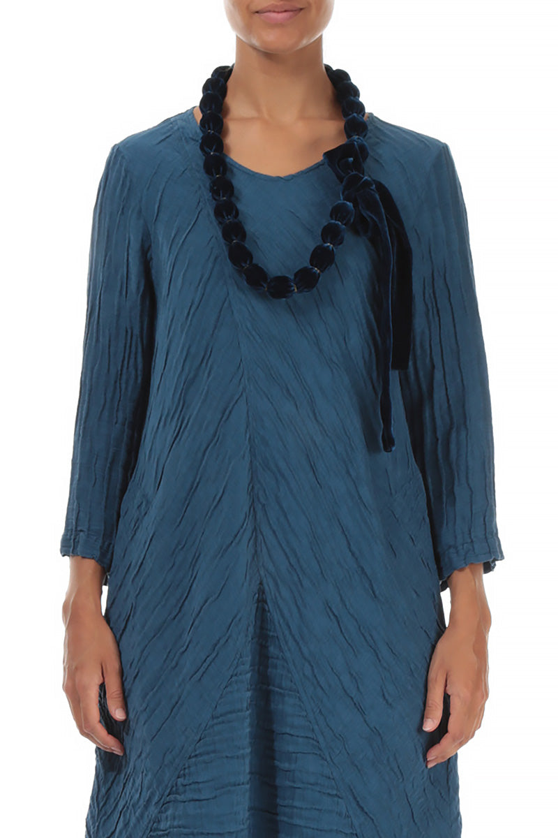 Azure Silk Velvet Bead Necklace 1