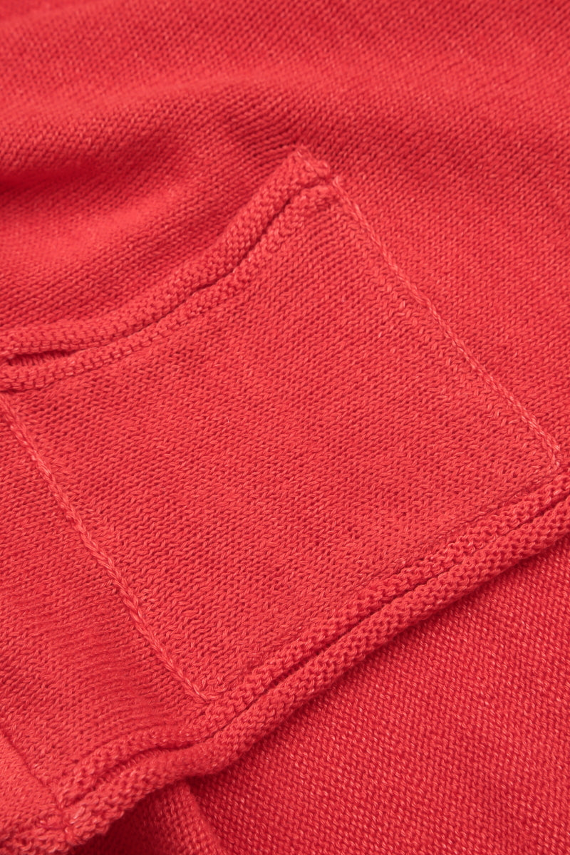 Cardigan en lin rouge à bouton unique