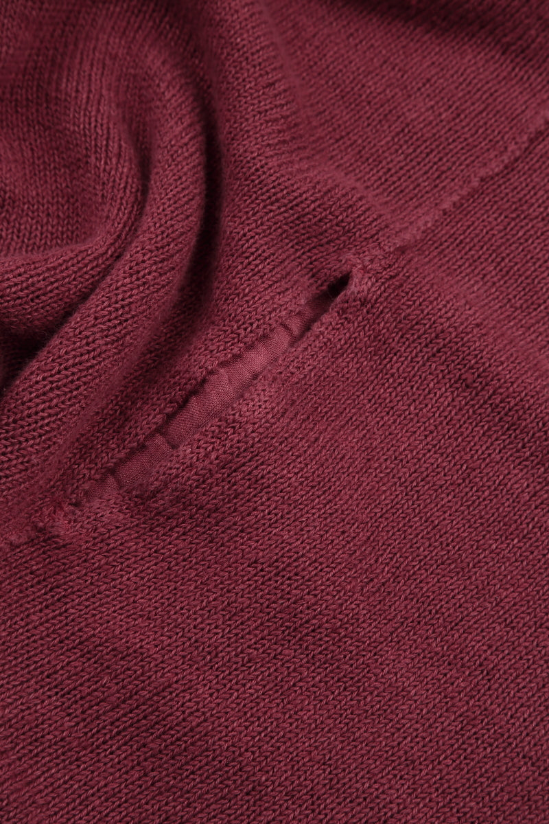 Loose Two Pockets Antique Ruby Linen Cardigan 5