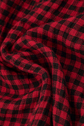Back Pockets Red Check Linen Trousers 4