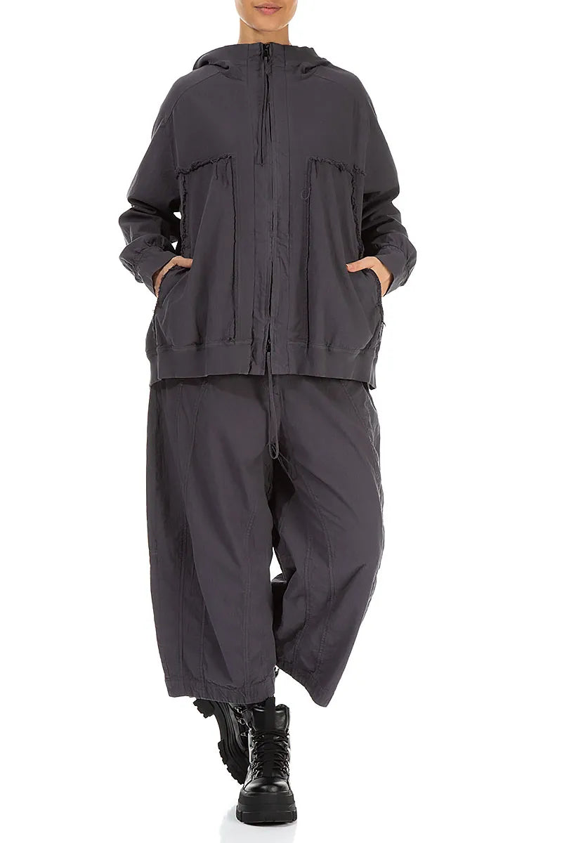 Back Pockets Graphite Cotton Trousers 4