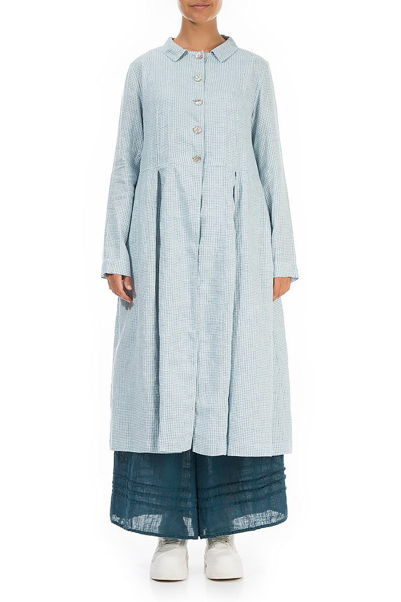 Back Tie Blue Check Linen Jacket 1