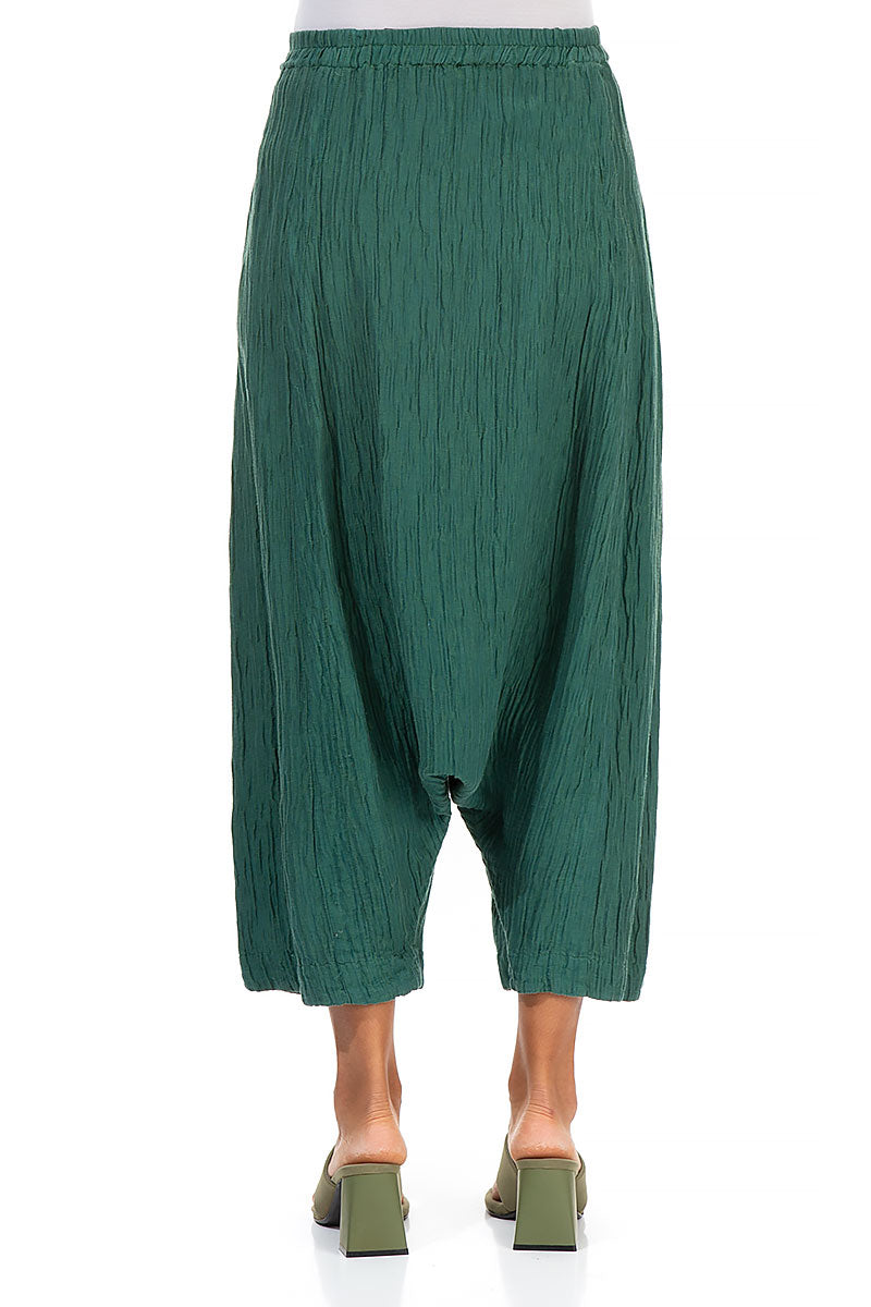 Baggy Crinkled Green Silk Trousers 2