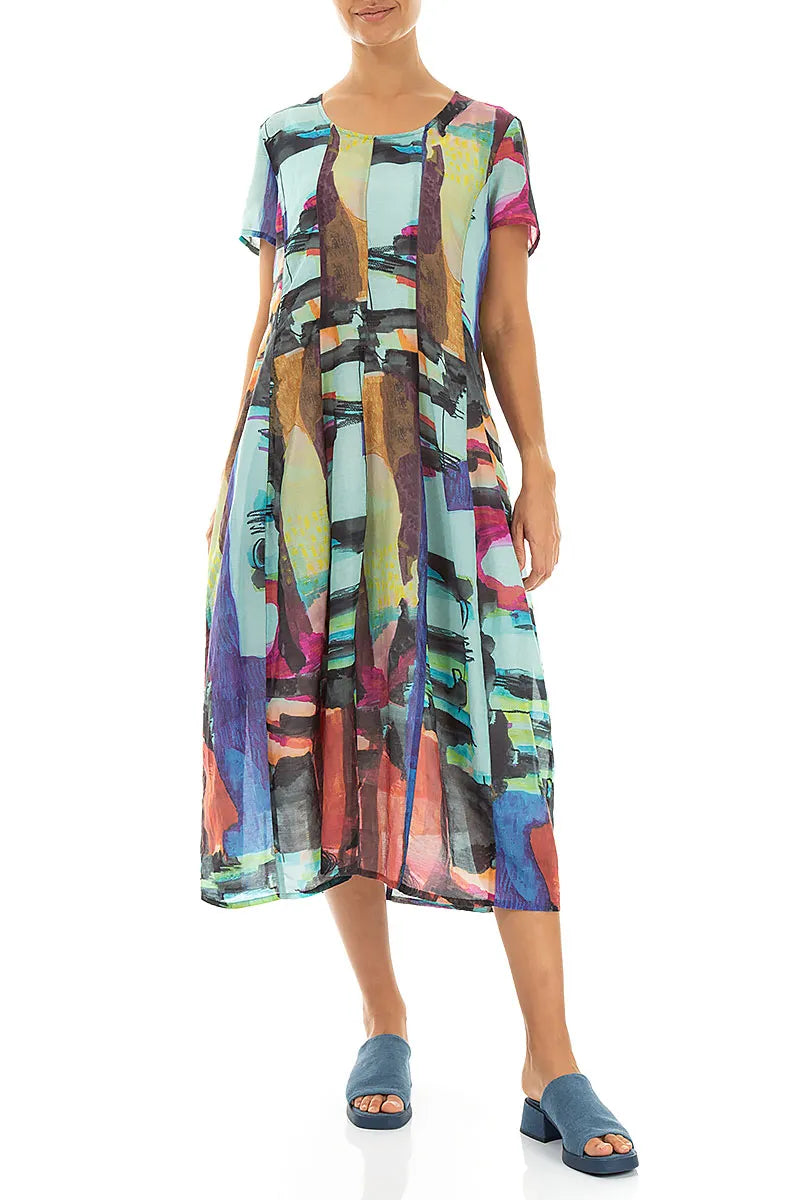 Balloon Abstract Silk Cotton Dress 4
