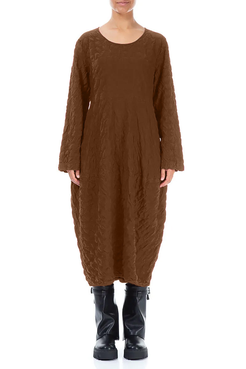 Balloon Aged Copper Pleated Silk Bamboo Dress 1