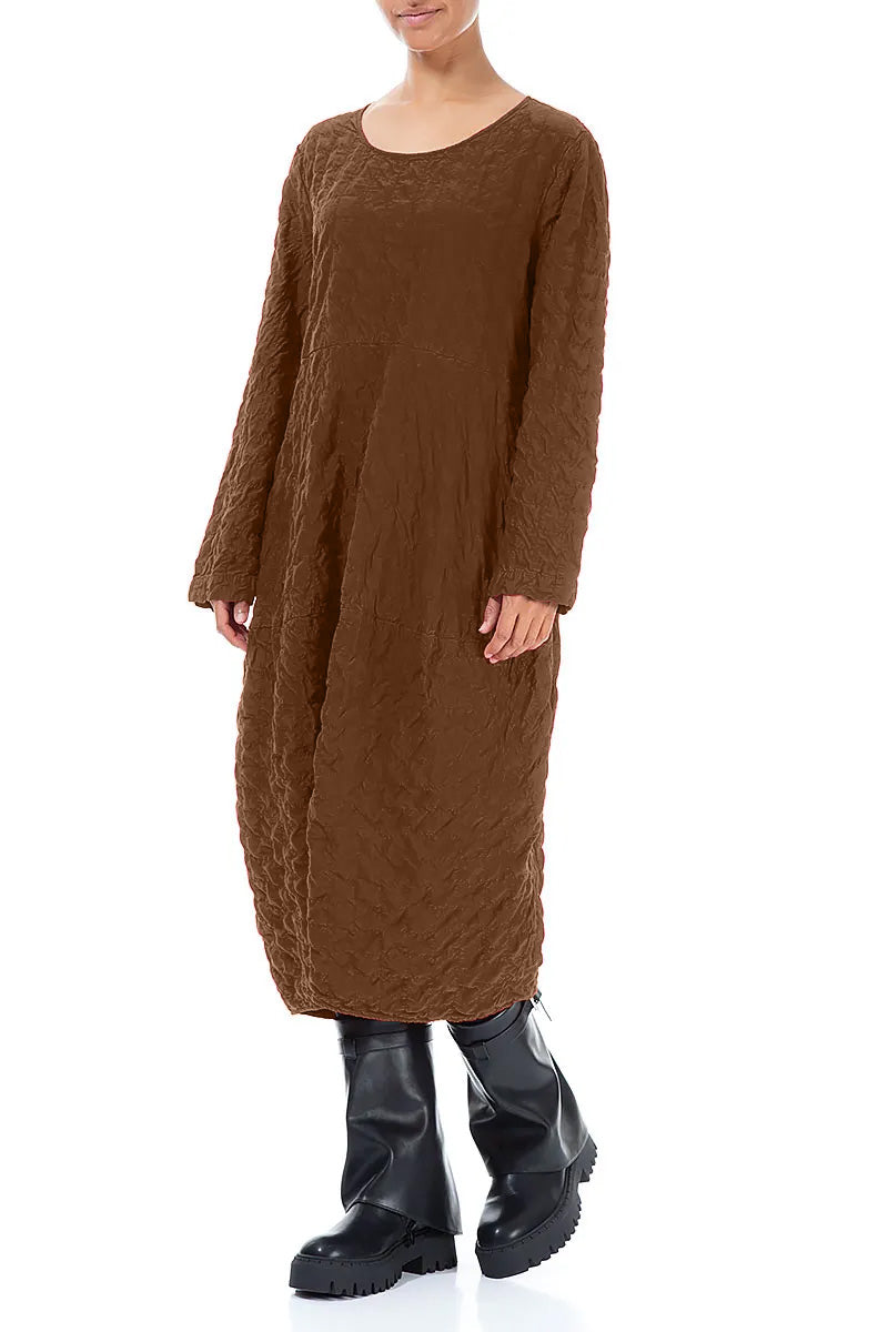 Balloon Aged Copper Pleated Silk Bamboo Dress 3