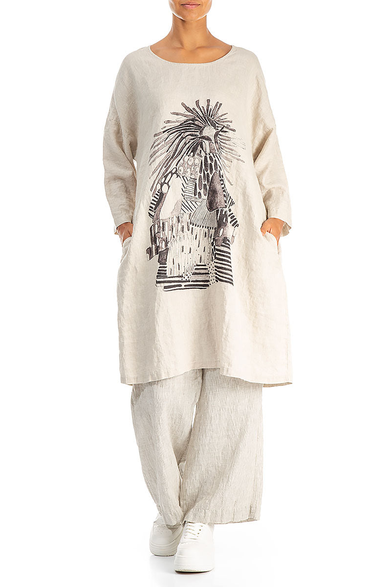 Balloon Artique Natural Linen Tunic Dress 4