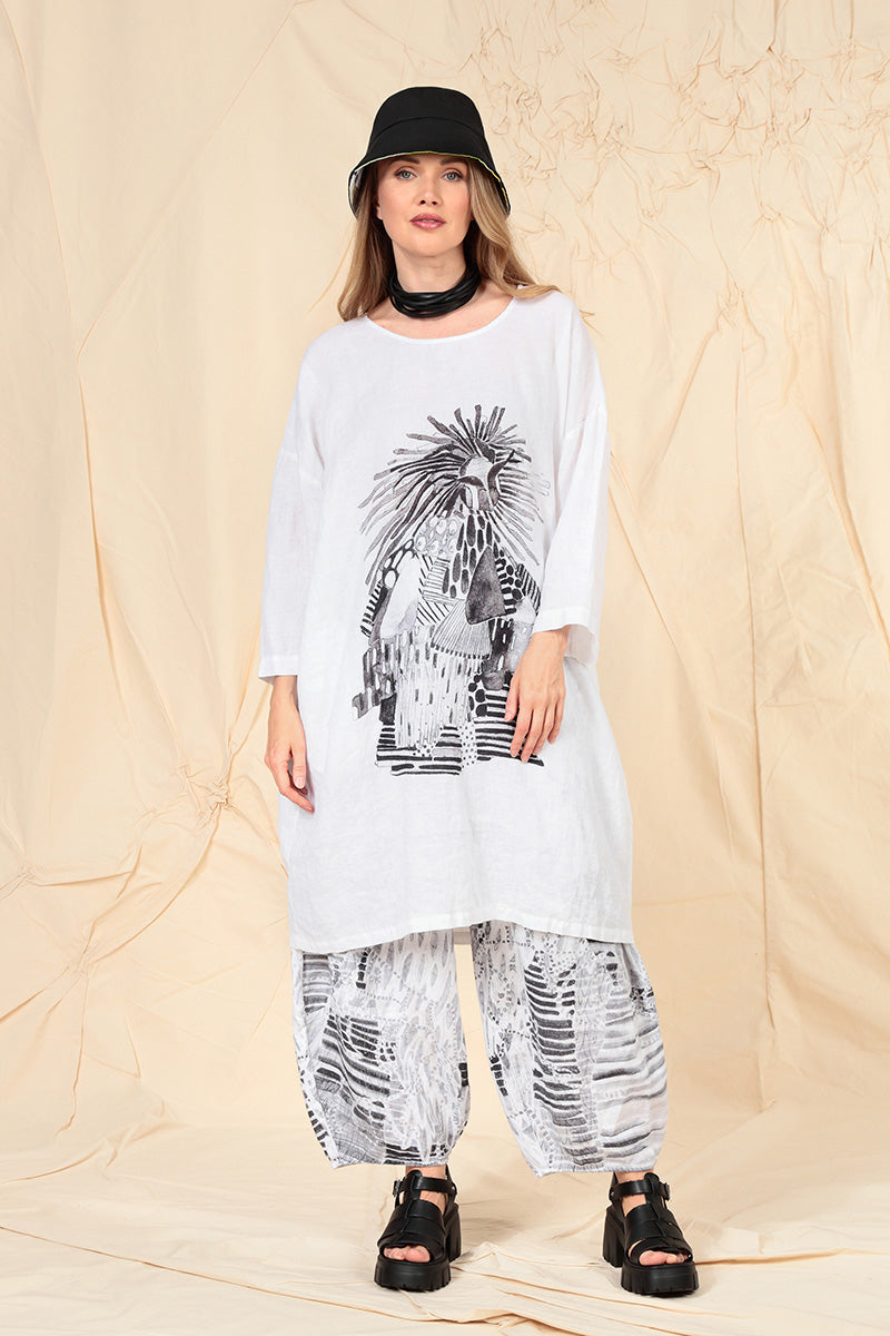 Balloon Artique White Linen Tunic Dress 8