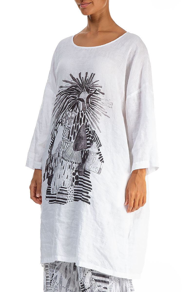 Balloon Artique White Linen Tunic Dress 3