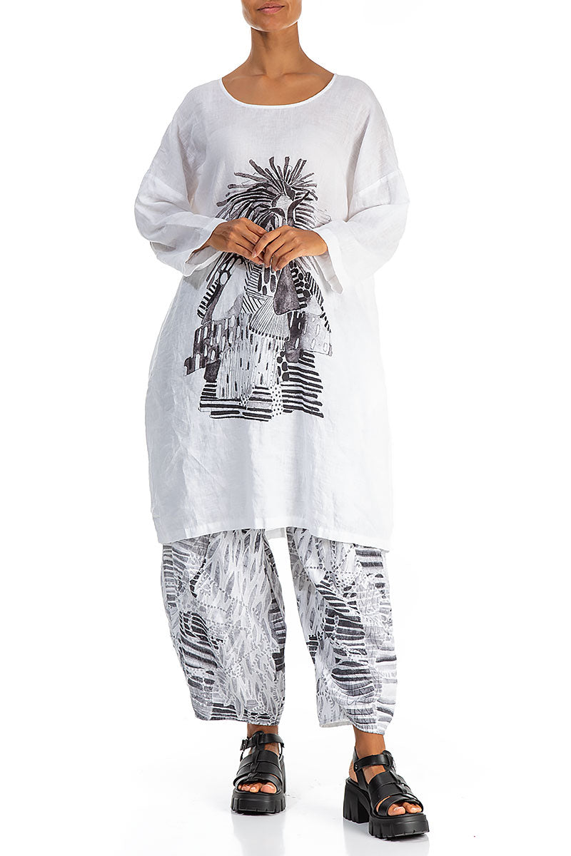 Balloon Artique White Linen Tunic Dress 4